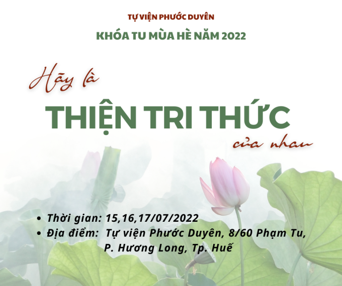 Thông báo khóa tu mùa hè chùa Phước Duyên – TP Huế